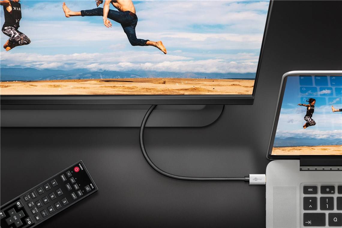 100x Goobay 60175 Adapterkabel USB-C™ auf HDMI™, 3 m, Silber-schwarz - USB-C™-Stecker > HDMI™-Stecker (Typ A)