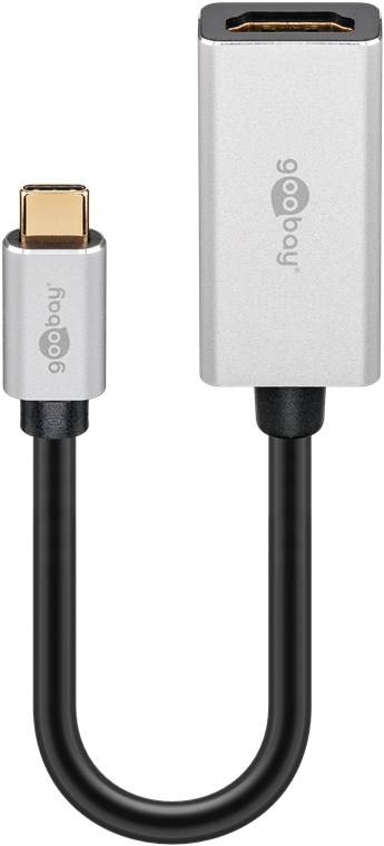 Goobay 60194 USB-C™-Adapter auf HDMI™, Silber-schwarz, 0.15 m - USB-C™-Stecker > HDMI™-Buchse (Typ A)