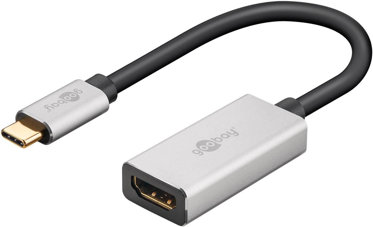 Goobay 60194 USB-C™-Adapter auf HDMI™, Silber-schwarz, 0.15 m - USB-C™-Stecker > HDMI™-Buchse (Typ A)