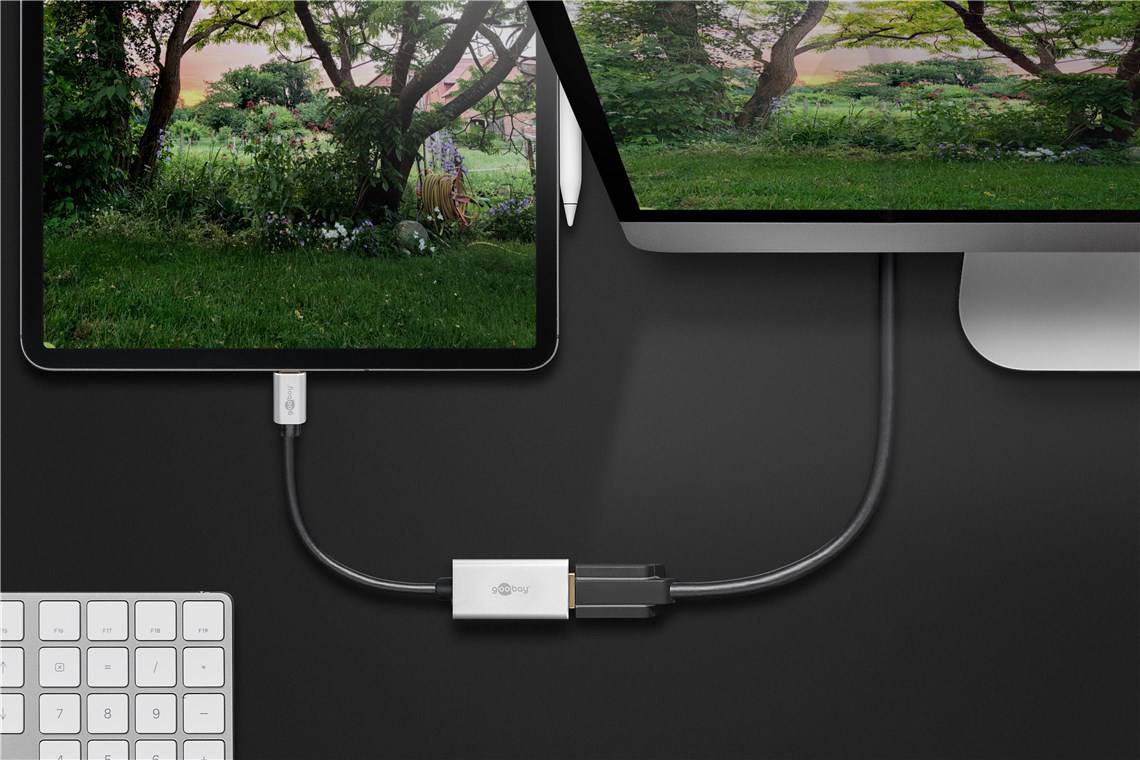 Goobay 60194 USB-C™-Adapter auf HDMI™, Silber-schwarz, 0.15 m - USB-C™-Stecker > HDMI™-Buchse (Typ A)