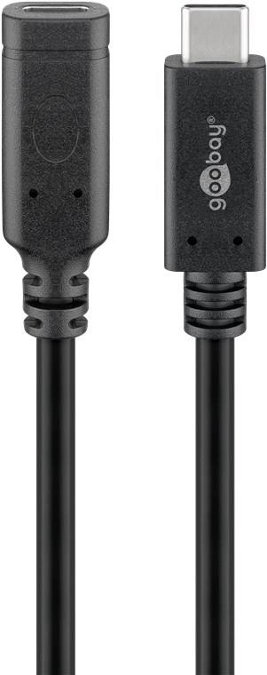 Goobay 61038 USB-C™-Verlängerung USB 3.2 Generation 2, 1 m, schwarz - USB-C™-Stecker > USB-C™-Buchse
