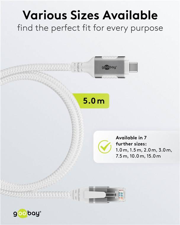 30x Goobay 74178 Ethernet-Kabel USB-C™ 3.1 auf RJ45, 5 m, 5 m, weiß - verbindet Router, Modem oder Netzwerk-Switch mit dem USB-C™-Port von Laptop