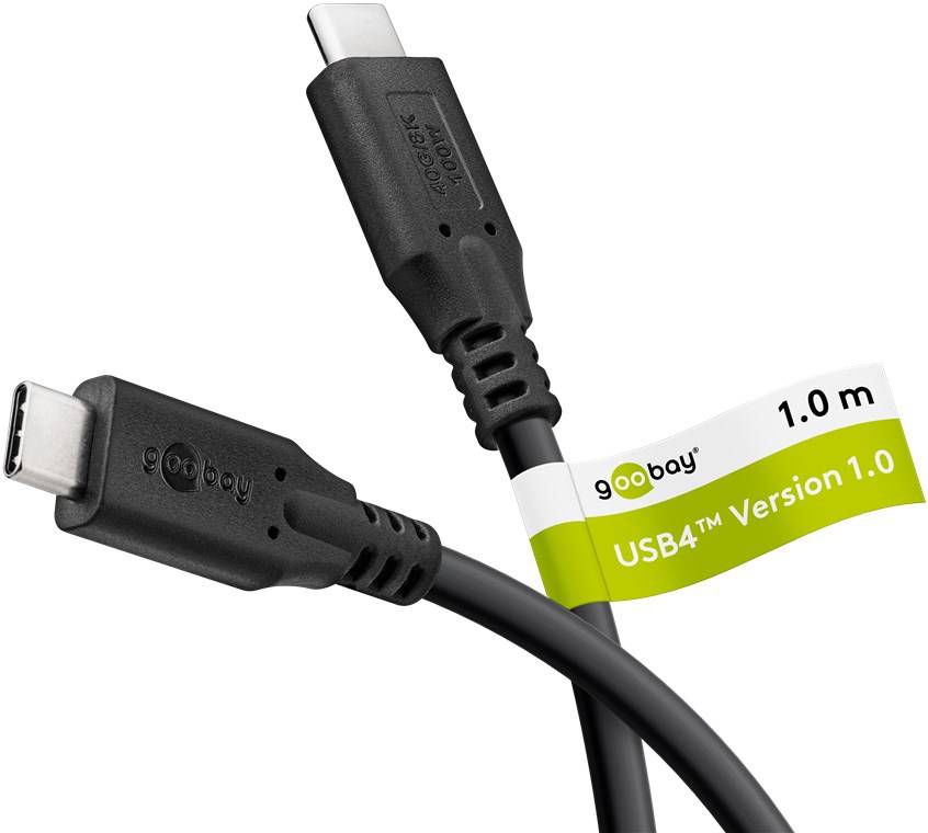 125x Goobay 74191 USB-C™-Kabel, USB4™, 100 W, 40 Gbit/s, Power Delivery, 1 m, 1 m, schwarz - USB-C™-Stecker > USB-C™-Stecker