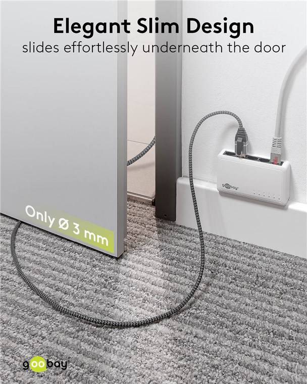 20x Goobay 74407 Ethernet-Kabel USB-C™ 3.1 auf RJ45, Slim, 10 m, 10 m, schwarz-Silber - verbindet Router, Modem oder Netzwerk-Switch mit dem USB-C