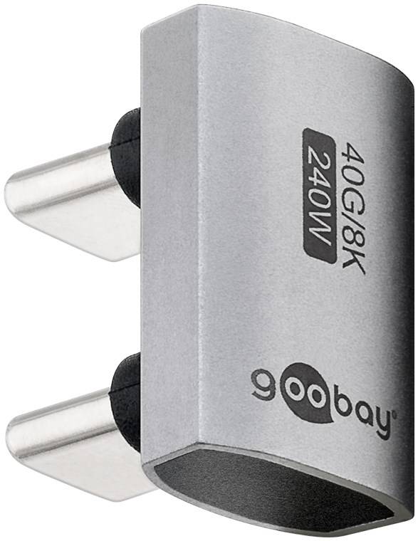 Goobay 74446 USB-C™-Adapter 180° U-Form, USB4™, Silber - USB-C™-Stecker > USB-C™-Stecker