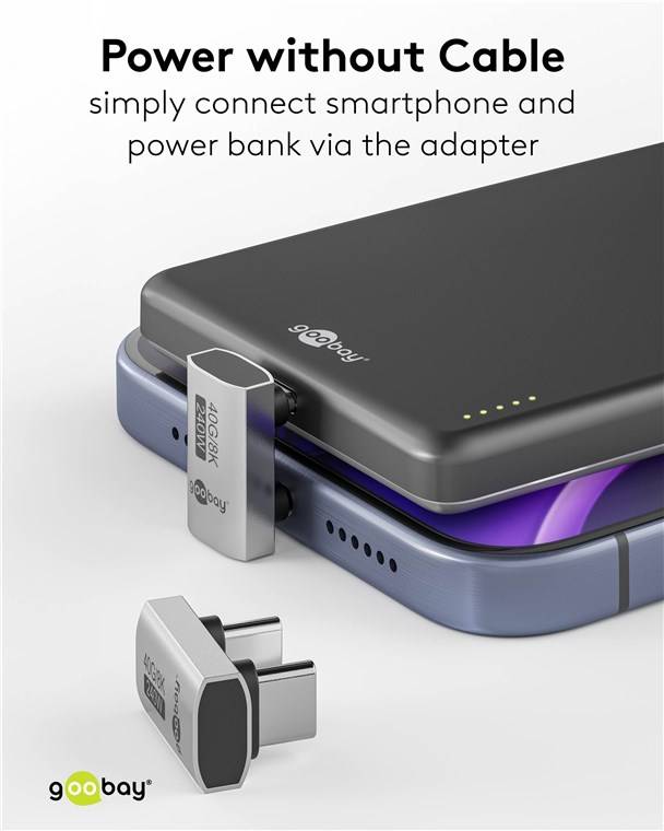 Goobay 74446 USB-C™-Adapter 180° U-Form, USB4™, Silber - USB-C™-Stecker > USB-C™-Stecker
