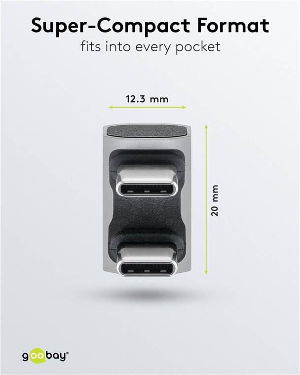 Goobay 74446 USB-C™-Adapter 180° U-Form, USB4™, Silber - USB-C™-Stecker > USB-C™-Stecker