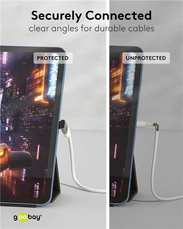 Goobay 74442 USB-C™-Adapter vertikal 90° lang, USB4™, Silber - USB-C™-Stecker > USB-C™-Buchse