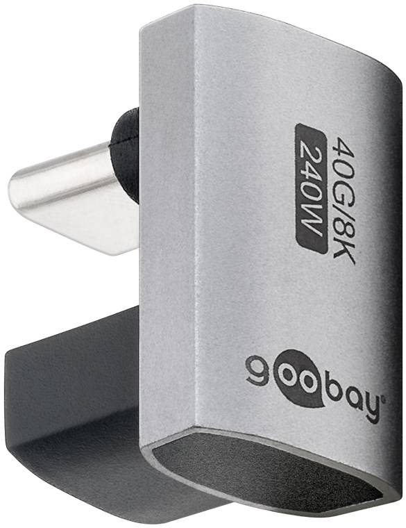 250x Goobay 74445 USB-C™-Adapter 180° U-Form, USB4™, Silber - USB-C™-Stecker > USB-C™-Buchse