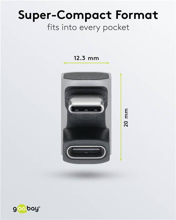 250x Goobay 74445 USB-C™-Adapter 180° U-Form, USB4™, Silber - USB-C™-Stecker > USB-C™-Buchse