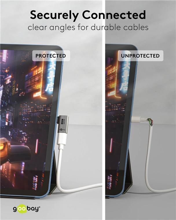 Goobay 74441 USB-C™-Adapter horizontal 90°, USB4™, Silber - USB-C™-Stecker > USB-C™-Buchse