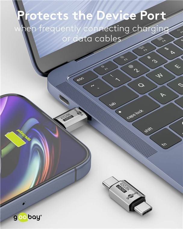 250x Goobay 74448 USB-C™-Adapter gerade, USB4™, Silber - USB-C™-Stecker > USB-C™-Stecker
