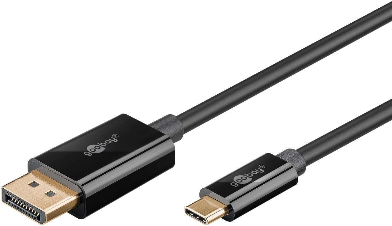 30x Goobay 75704 USB-C™-auf-DisplayPort™-Kabel 4K @ 60 Hz, 1 m, schwarz - USB-C™-Stecker > DisplayPort™-Stecker