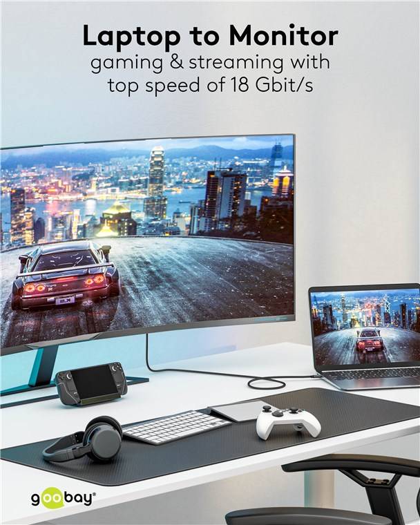 30x Goobay 75696 USB-C™-auf-HDMI™-Kabel 4K @ 60 Hz, 1 m, schwarz, 1 m - USB-C™-Stecker > HDMI™-Stecker (Typ A)