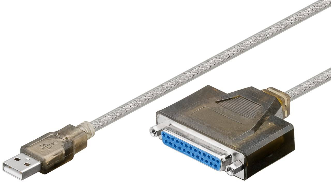 Goobay 95433 USB-Druckerkabel, Transparent, 1.5 m - USB 2.0-Stecker (Typ A) > D-SUB/IEEE 1284-Buchse (25-polig)