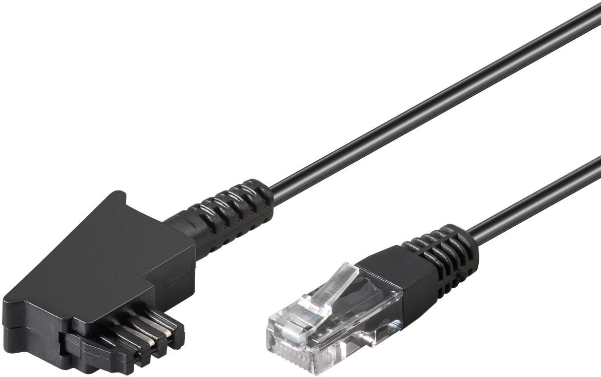 10x Goobay 71812 DSL-/VDSL-Routerkabel, 1 m, Schwarz - Kupferleiter (CU), TAE-F-Stecker > RJ45-Stecker (8P2C)
