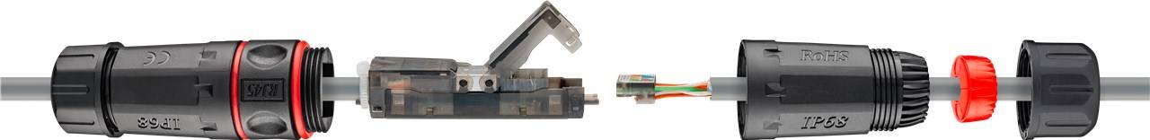 20x Goobay 44415 Outdoor (IP68) Netzwerkkabel-Verbinder, CAT 6 UTP ungeschirmt - staub- und wasserdicht, Klemmleiste für LSA Montage (werkzeugfrei)