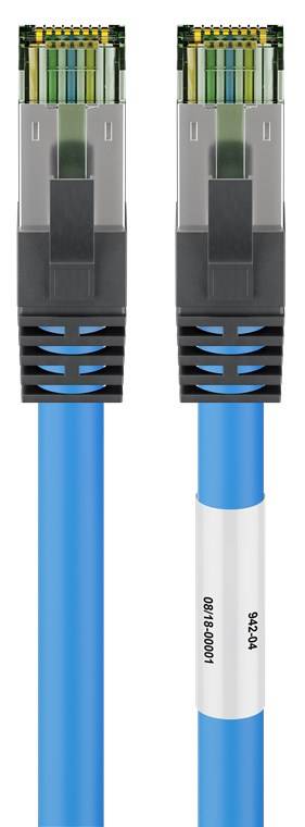 Goobay 45664 RJ45 (CAT 6A, 500 MHz) Patchkabel mit CAT 8.1 S/FTP Rohkabel, blau, 10 m - 99,9 % sauerstofffreier Kupferleiter (OFC), AWG 24