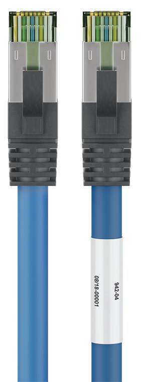 Goobay 45664 RJ45 (CAT 6A, 500 MHz) Patchkabel mit CAT 8.1 S/FTP Rohkabel, blau, 10 m - 99,9 % sauerstofffreier Kupferleiter (OFC), AWG 24