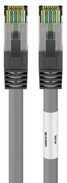 Goobay 55141 RJ45 (CAT 6A, 500 MHz) Patchkabel mit CAT 8.1 S/FTP Rohkabel, grau, 10 m - 99,9 % sauerstofffreier Kupferleiter (OFC), AWG 24