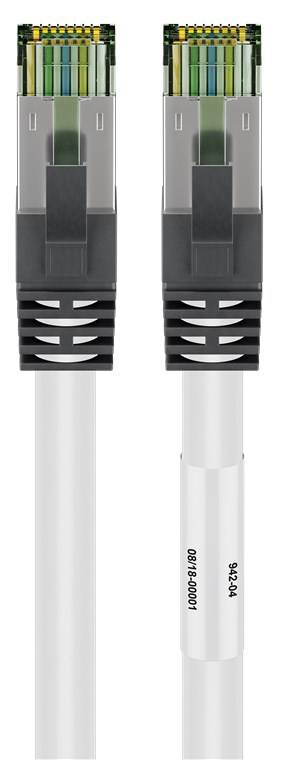 Goobay 55128 RJ45 (CAT 6A, 500 MHz) Patchkabel mit CAT 8.1 S/FTP Rohkabel, weiß, 7.5 m - 99,9 % sauerstofffreier Kupferleiter (OFC), AWG 24