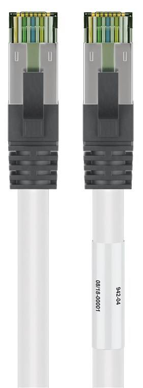 Goobay 55128 RJ45 (CAT 6A, 500 MHz) Patchkabel mit CAT 8.1 S/FTP Rohkabel, weiß, 7.5 m - 99,9 % sauerstofffreier Kupferleiter (OFC), AWG 24