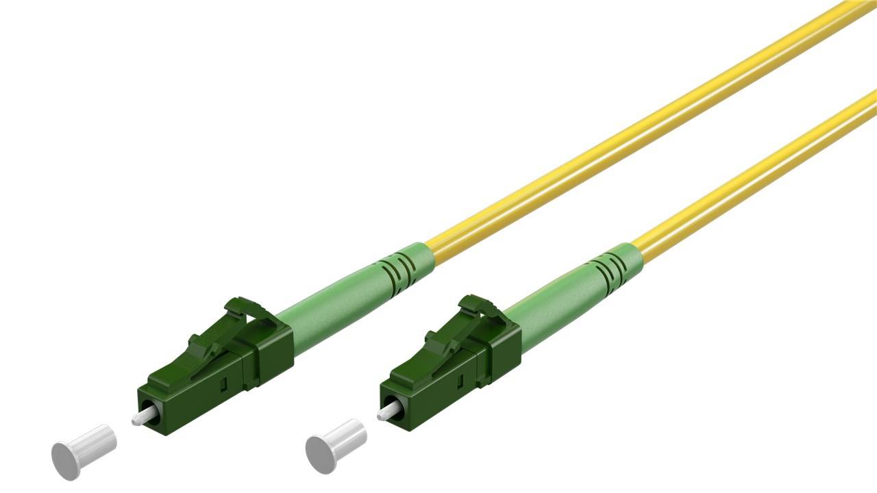 175x Goobay 59627 Glasfaserkabel (FTTH), Singlemode (OS2) Yellow, (Simplex), 0,5 m, 0.5 m, Gelb - LC-APC (8°) Stecker > LC-APC (8°) Stecker, halogen