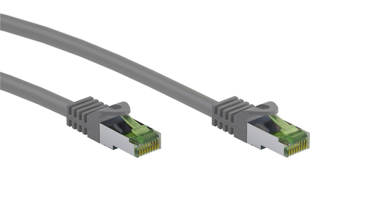Goobay 61117 GHMT-zertifiziertes CAT 8.1 Patchkabel, S/FTP (PiMF), grau, 3 m - Kupferleiter, LSZH halogenfreier Kabelmantel