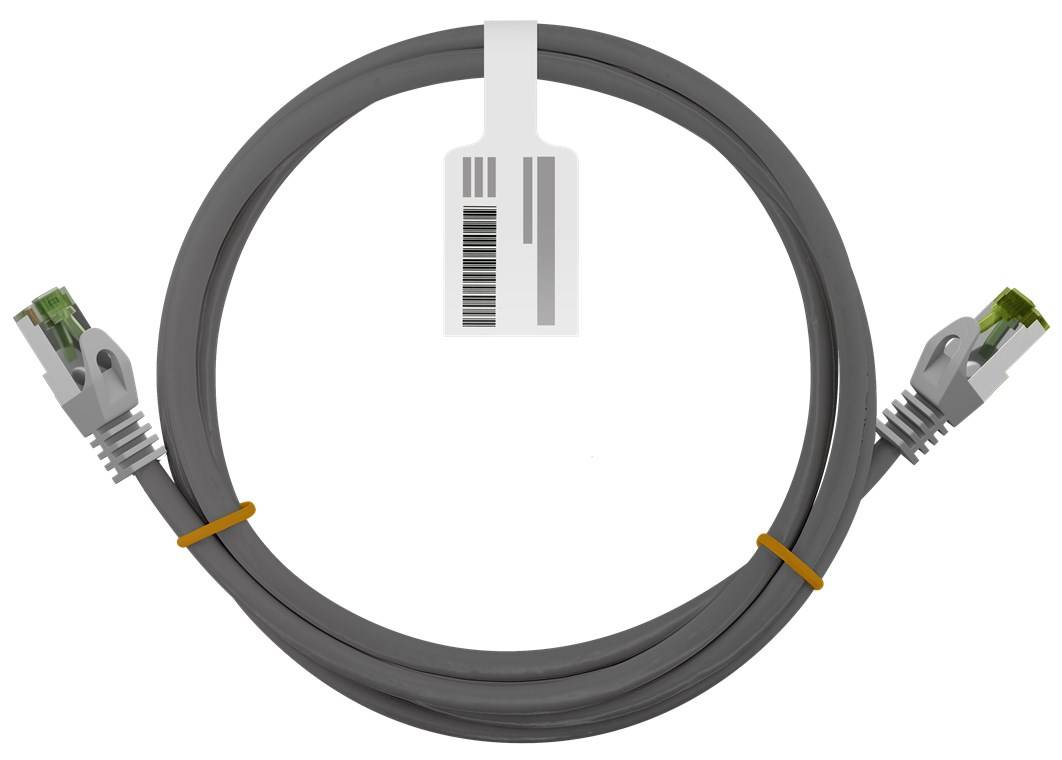Goobay 61120 RJ45 Patchkabel mit CAT 8.1 S/FTP Rohkabel, grau, 10 m - Kupferleiter, LSZH halogenfreier Kabelmantel, RJ45-Stecker (CAT 6A)
