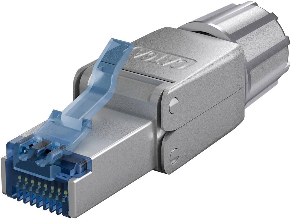 50x Goobay 65939 CAT 6A feldkonfektionierbarer RJ45-Stecker, STP geschirmt - für 5,0-8,5 mm Kabeldurchmesser, mit Schraubkappe, werkzeugfreie