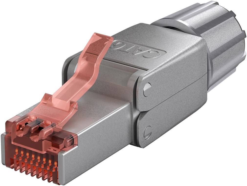 Goobay 65940 CAT 6 feldkonfektionierbarer RJ45-Stecker, STP geschirmt - für 5,0-8,5 mm Kabeldurchmesser, mit Schraubkappe, werkzeugfreie LSA-Montage