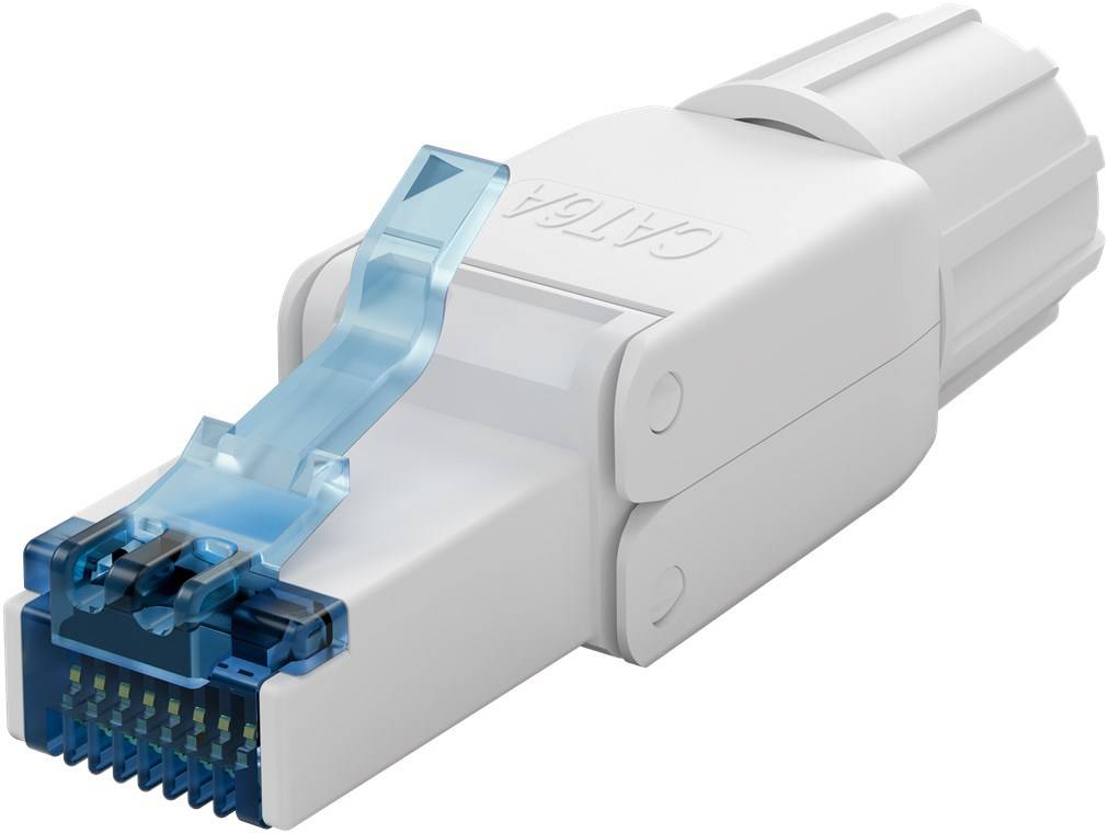 100x Goobay 65941 CAT 6A feldkonfektionierbarer RJ45-Stecker, UTP ungeschirmt - für 5,0-8,5 mm Kabeldurchmesser, mit Schraubkappe, werkzeugfreie