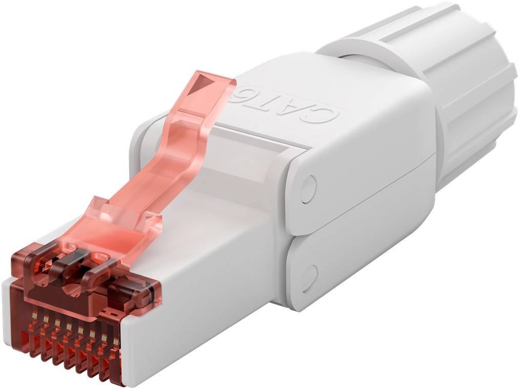 100x Goobay 65942 CAT 6 feldkonfektionierbarer RJ45-Stecker, UTP ungeschirmt - für 5,0-8,5 mm Kabeldurchmesser, mit Schraubkappe, werkzeugfreie
