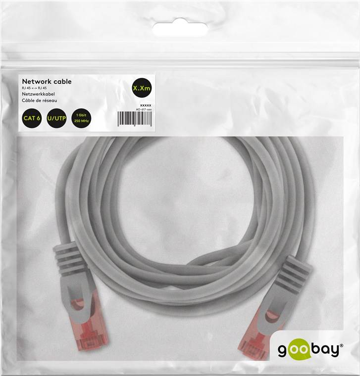 70x Goobay 72576 CAT 6 Patchkabel, U/UTP, grau, 3 m - Kupferkaschierter Aluminiumleiter (CCA)