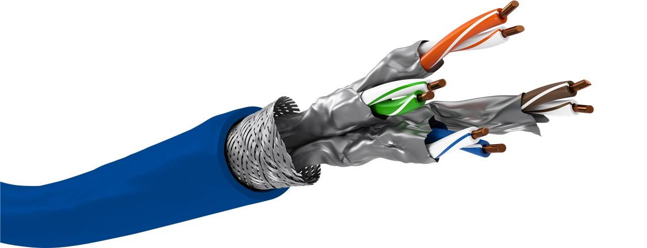 Goobay 75715 CAT 7A Netzwerkkabel, S/FTP (PiMF), blau, 50 m - Kupferleiter (CU), AWG 22/1 (solid), halogenfreier Kabelmantel (LSZH)