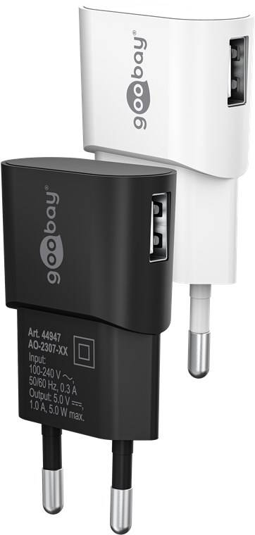 Goobay 44947 USB-A Ladegerät (5 W) schwarz, Schwarz - 1x USB-A-Anschluss