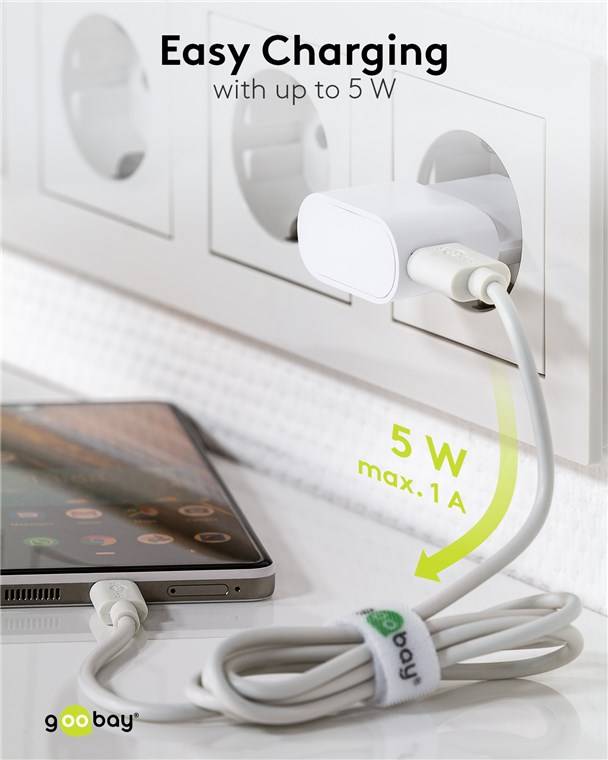 Goobay 44948 USB-A Ladegerät (5 W) weiß, Weiß - 1x USB-A-Anschluss