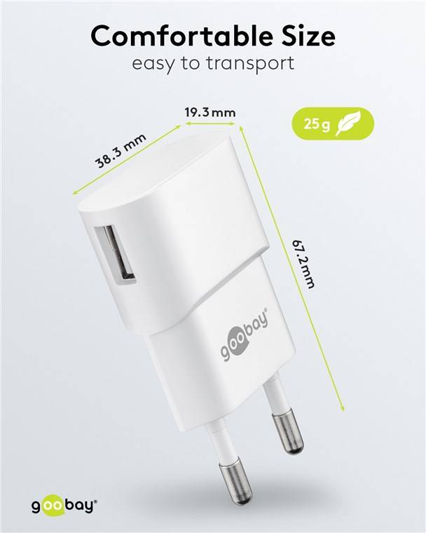 Goobay 44948 USB-A Ladegerät (5 W) weiß, Weiß - 1x USB-A-Anschluss