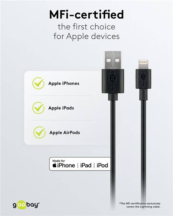 Goobay 44994 Apple Lightning Ladeset (5 W), Schwarz, 1 m - Netzteil mit Apple Lightning-Kabel, 1 m, schwarz