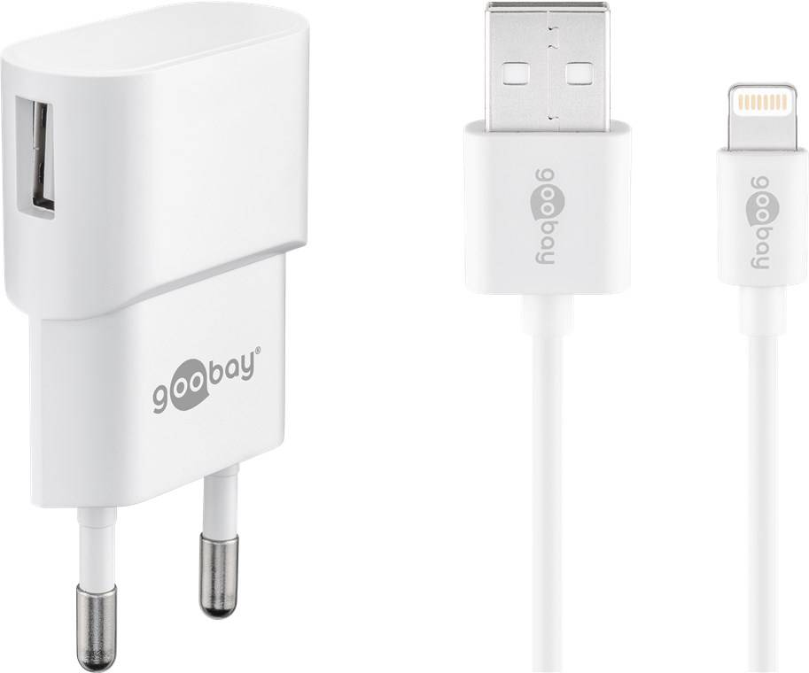Goobay 45295 Apple Lightning Ladeset (5 W), Weiß, 1 m