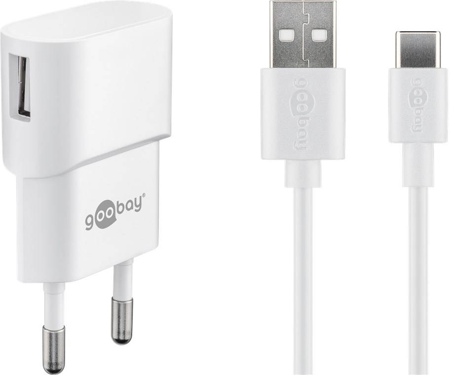 Goobay 45299 USB-C™-Ladeset (5 W), Weiß, 1 m - Netzteil mit USB-C™-Kabel, 1 m, weiß