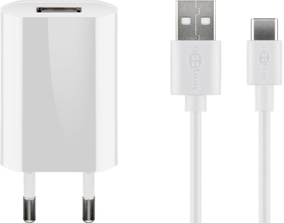 Goobay 45300 USB-C™-Ladeset (5 W), Weiß, 1 m - Netzteil mit USB-C™-Kabel, 1 m, weiß
