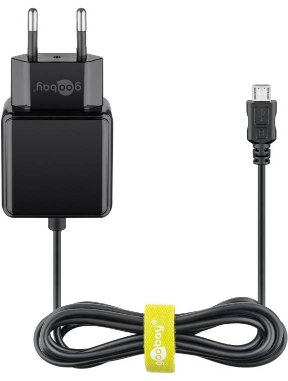 Goobay 49603 Micro-USB-Netzteil (15 W), Schwarz, 1.5 m - Universelles Ladegerät für Geräte mit Micro-USB Anschluss