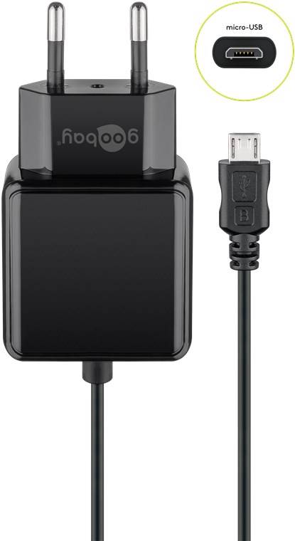 Goobay 49603 Micro-USB-Netzteil (15 W), Schwarz, 1.5 m - Universelles Ladegerät für Geräte mit Micro-USB Anschluss