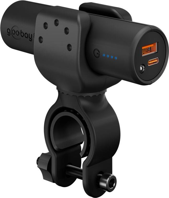 20x Goobay 60656 Outdoor Bike-Powerbank 5.000 mAh, Schwarz, 0.3 m - 18 W, kompakte Stab-Powerbank mit Power Delivery und Quick Charge für den