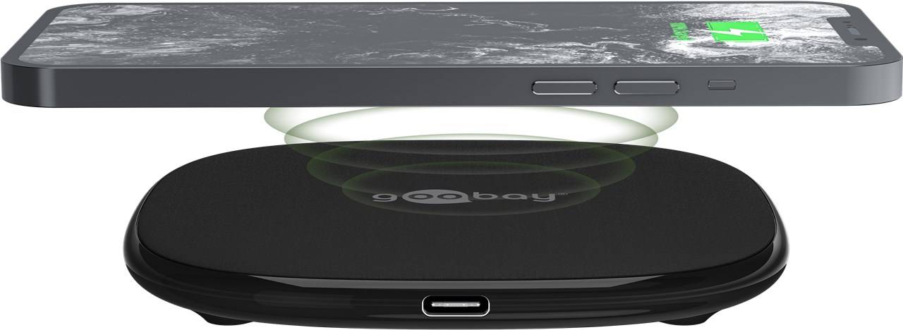 Goobay 64675 Kabelloses Schnellladegerät 15 W, schwarz, 1 m - geeignet für Smartphones und Geräte mit Qi-Standard
