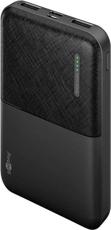 Goobay 64961 Powerbank 5.000 mAh, Schwarz, 0.2 m - 10 W, extrem kompakte Powerbank für die Stromreserve unterwegs