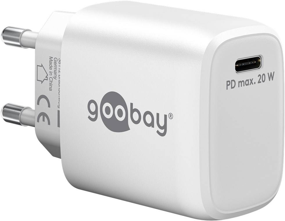 50x Goobay 65406 USB-C™ PD GaN Schnellladegerät (20 W) weiß, Weiß - 1x USB-C™-Anschluss (Power Delivery)