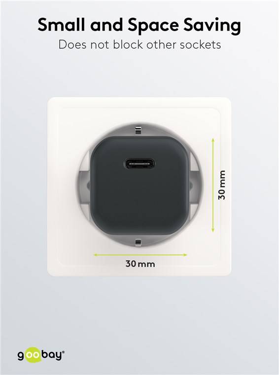100x Goobay 59715 USB-C™ PD GaN Schnellladegerät Nano (30 W) schwarz, Schwarz - 1x USB-C™-Anschluss (Power Delivery)