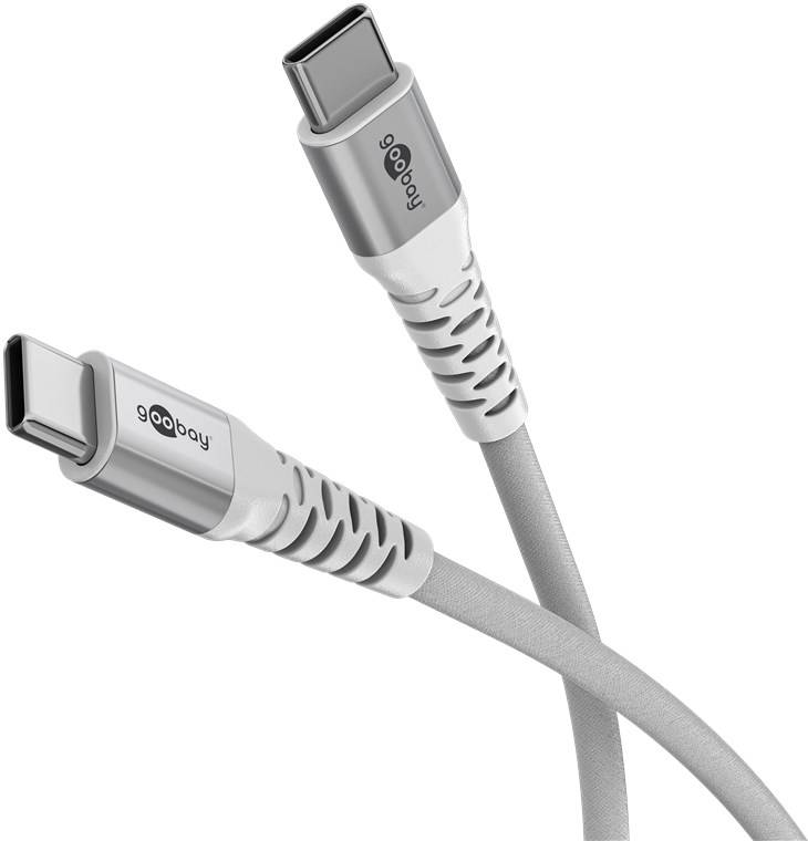 80x Goobay 70195 USB-C™ Supersoftes Textilkabel mit Metallsteckern, 3 m, weiß, 3 m - elegantes und extrarobustes Verbindungskabel für Geräte mit